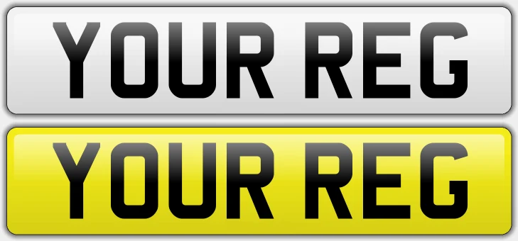 White and yellow replacement number plates